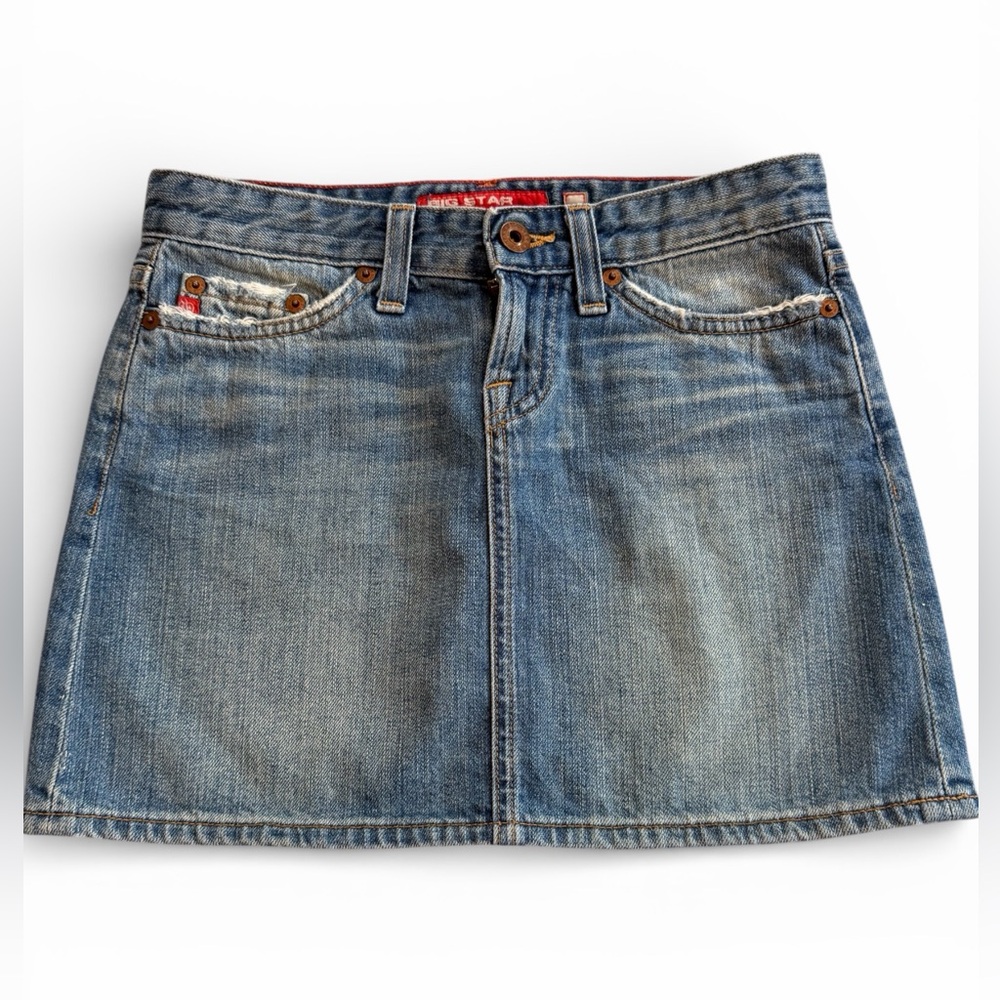 Big Star Janet Mini Jean Skirt Women's‎ Size 24 Denim Embroidered Pockets